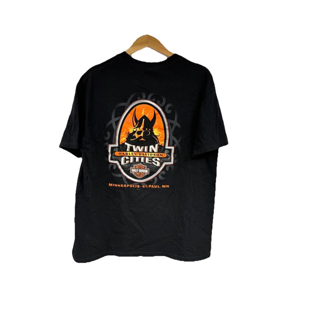 Harley Davidson Graphic T Shirt Black Twin Cities Biker Motorcycle Men’s L‎